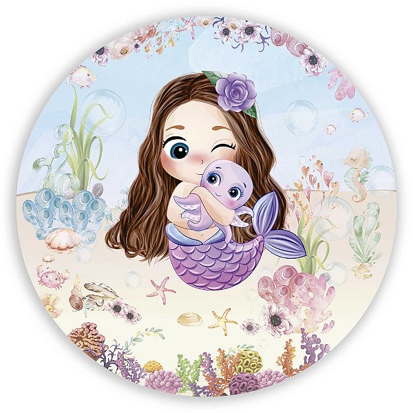 Painel Redondo - Sereia  - Sublimado 3D