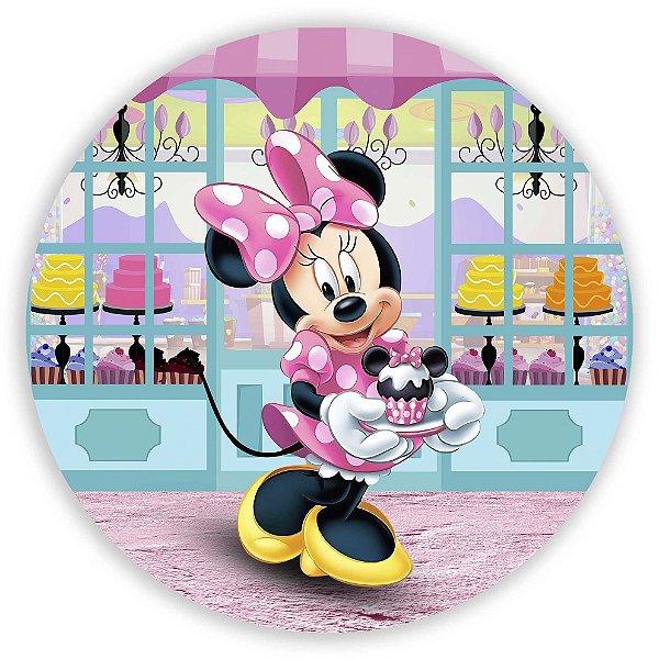Painel Redondo - Minnie Confeiteira - Sublimado 3D