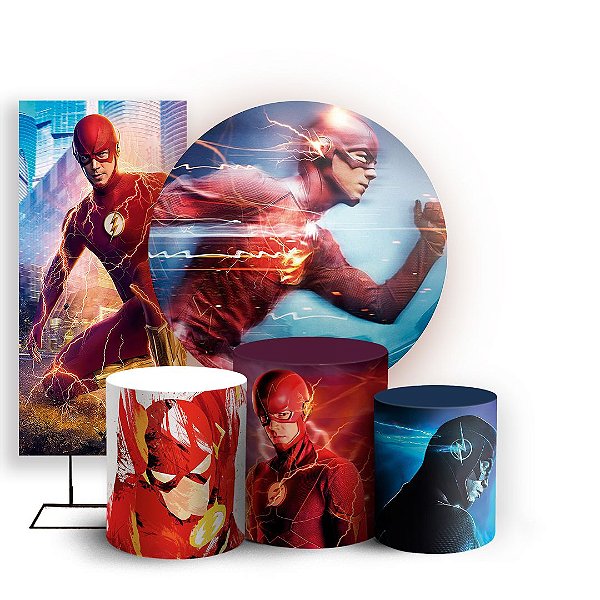Capas Painel Redondo Trio Cilindro e Faixa Lateral Sublimado - The Flash