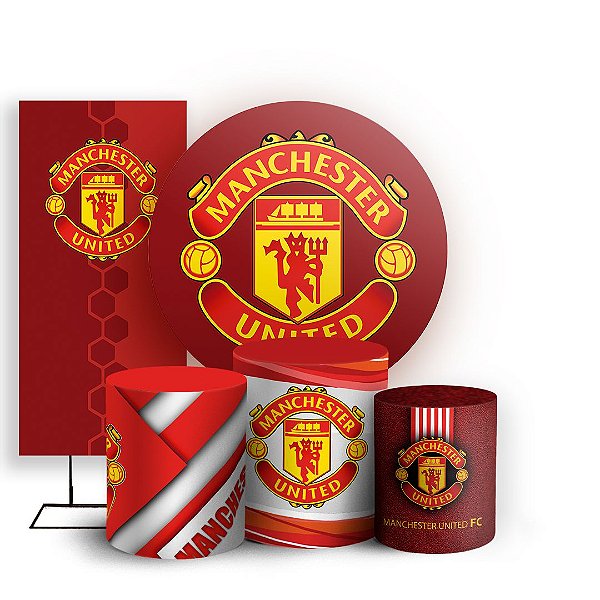Capas Painel Redondo Trio Cilindro e Faixa Lateral Sublimado - Manchester United