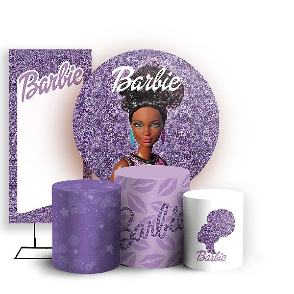 Capas Painel Redondo Trio Cilindro e Faixa Lateral Sublimado - Barbie