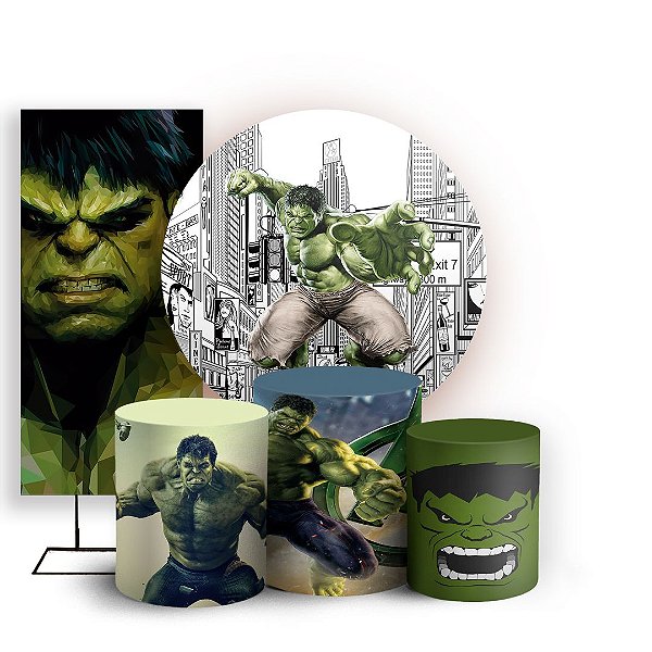 Capas Painel Redondo Trio Cilindro e Faixa Lateral Sublimado - Hulk