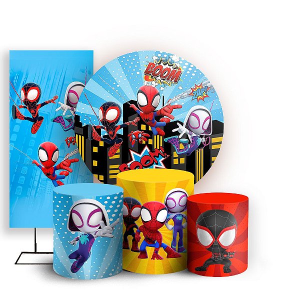 Capas Painel Redondo Trio Cilindro e Faixa Lateral Sublimado - Spidey