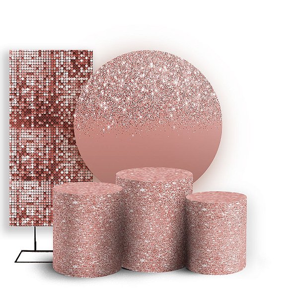 Capas Painel Redondo Trio Cilindro e Faixa Lateral Sublimado - Lantejoulas