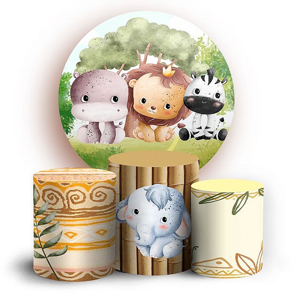 KIT Redondo e Trio - Safari Aquarela - Sublimado 3D