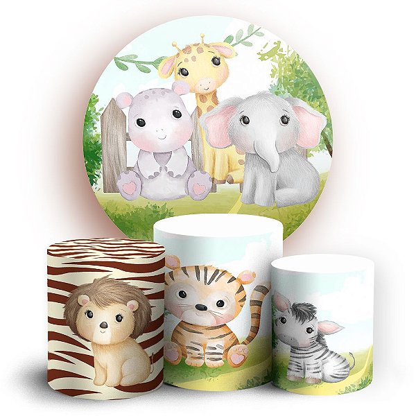 KIT Redondo e Trio - Safari Aquarela - Sublimado 3D