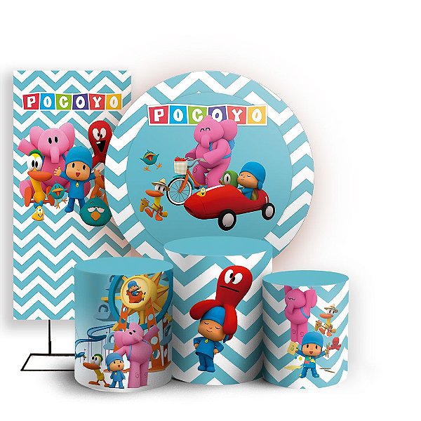 Capas Painel Redondo Trio Cilindro e Faixa Lateral Sublimado - Pocoyo