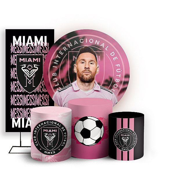Capas Painel Redondo Trio Cilindro e Faixa Lateral Sublimado - Inter Miami