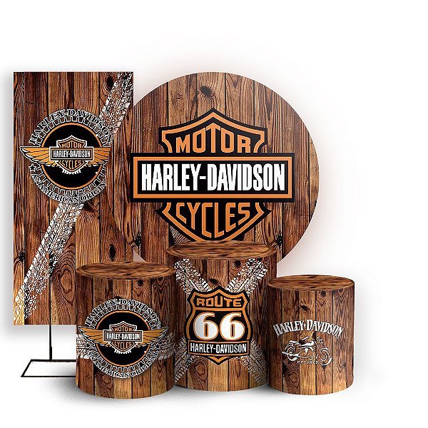Capas Painel Redondo Trio Cilindro e Faixa Lateral Sublimado - Harley Davidson