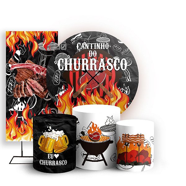 Capas Painel Redondo Trio Cilindro e Faixa Lateral Sublimado - Churrasco