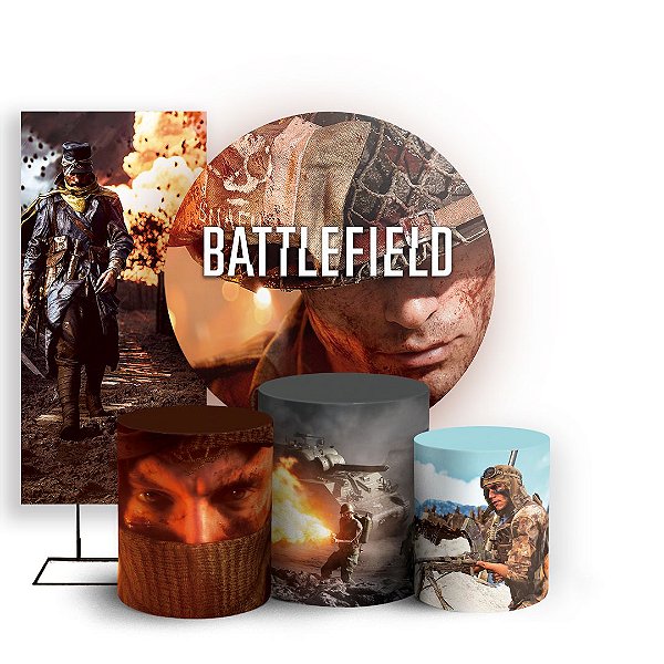 Capas Painel Redondo Trio Cilindro e Faixa Lateral Sublimado - Battlefield