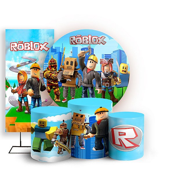Capas Painel Redondo Trio Cilindro e Faixa Lateral Sublimado - Roblox