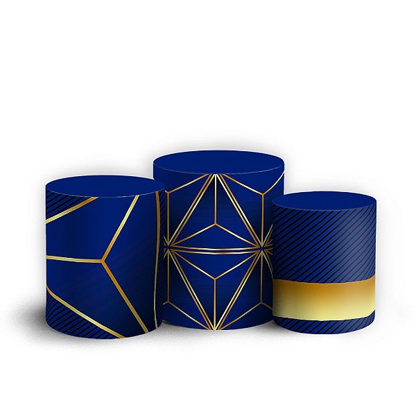 Capas Trio Cilindro Sublimado Vest Facil - Happy Birthday Azul