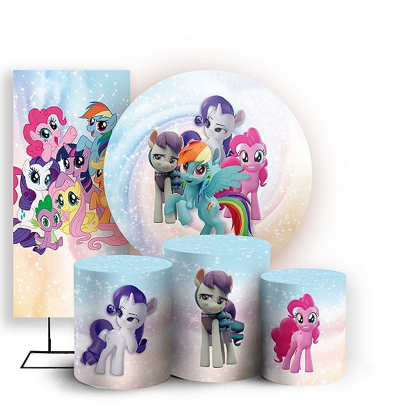 Capas Painel Redondo Trio Cilindro e Faixa Lateral Sublimado - My Little Pony
