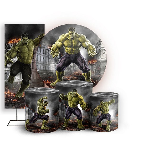Capas Painel Redondo Trio Cilindro e Faixa Lateral Sublimado - Hulk