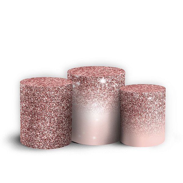 Trio Cilindro - Glitter Rose Borboleta - Sublimado 3D + Elástico