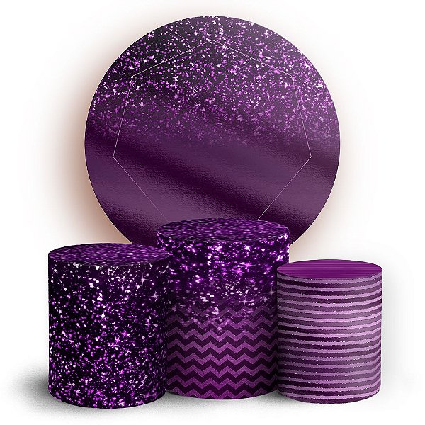 KIT Redondo e Trio - Glitter Roxo - Sublimado 3D