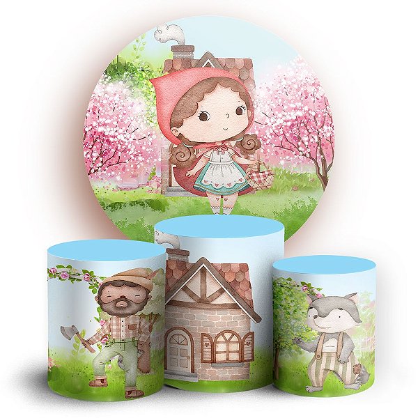 KIT Redondo e Trio - Chapeuzinho Vermelho - Sublimado 3D