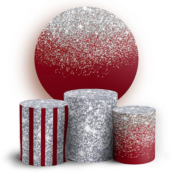 KIT Redondo e Trio - Glitter Vermelho - Sublimado 3D