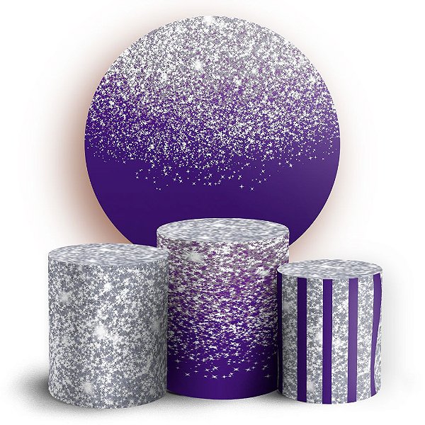 KIT Redondo e Trio - Glitter Roxo - Sublimado 3D