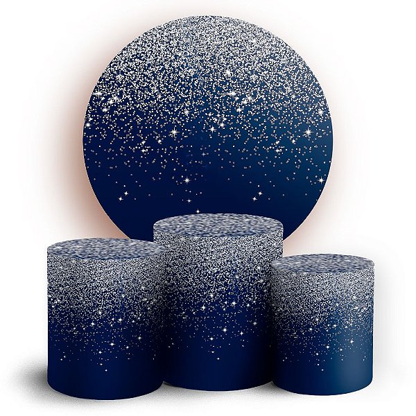 KIT Redondo e Trio - Glitter Azul - Sublimado 3D