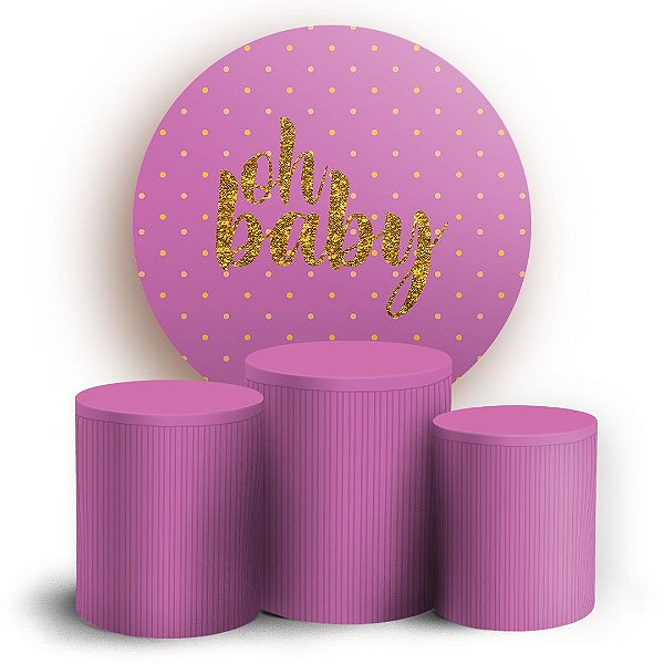 KIT Redondo e Trio - Oh Baby Roxo - Sublimado 3D