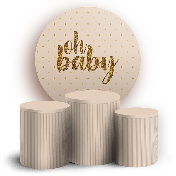 KIT Redondo e Trio - Oh Baby Bege - Sublimado 3D