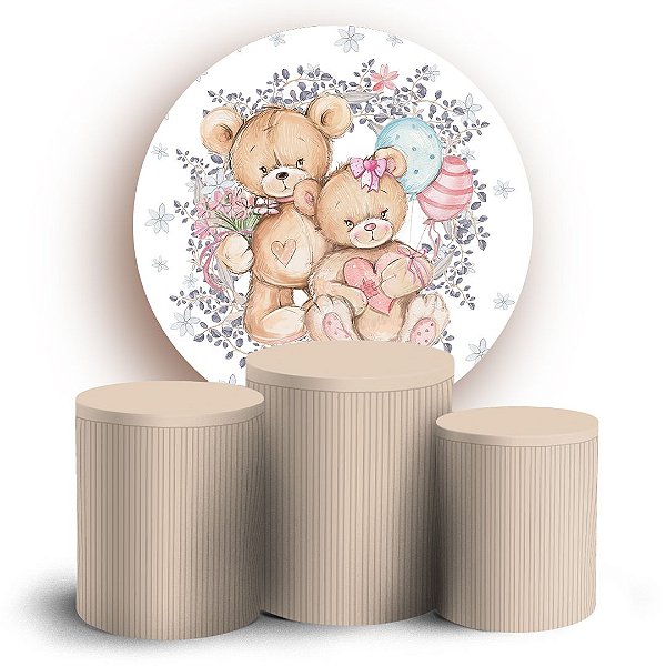 KIT Redondo e Trio - Ursinho Revelacao - Sublimado 3D