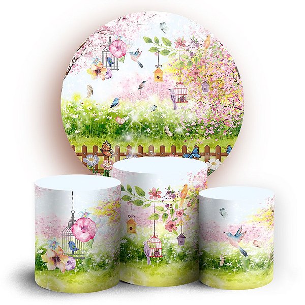 KIT Redondo e Trio - Passaros Cute - Sublimado 3D