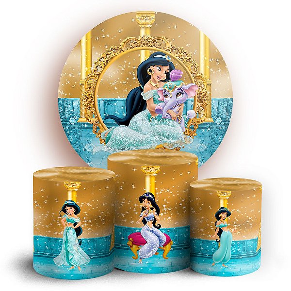 KIT Redondo e Trio - Princesa Jasmine - Sublimado 3D