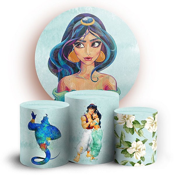 KIT Redondo e Trio - Princesa Jasmine - Sublimado 3D