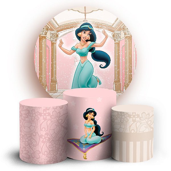 KIT Redondo e Trio - Princesa Jasmine - Sublimado 3D