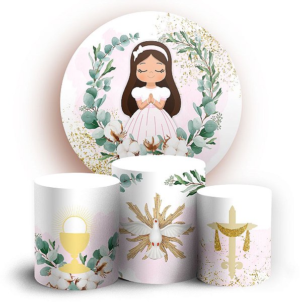 KIT Redondo e Trio - Primeira Comunhao - Sublimado 3D