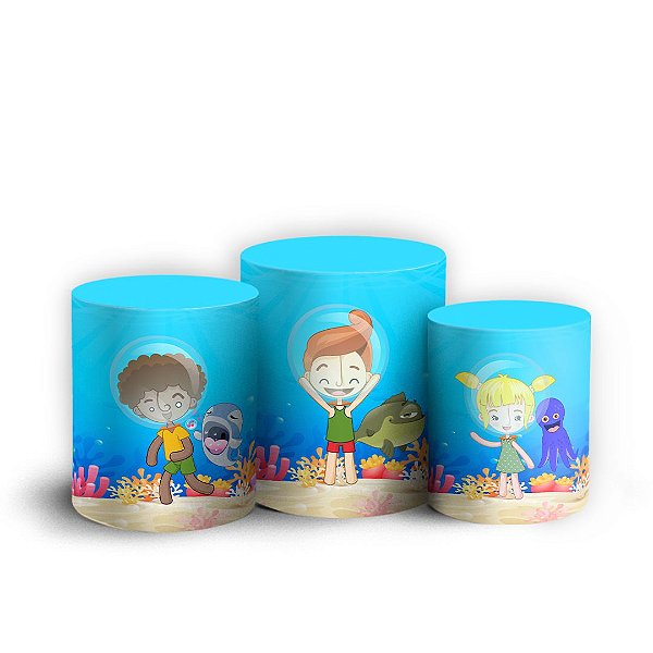 Capas Trio Cilindro Sublimado Vest Facil - Mundo Bita Fundo do Mar