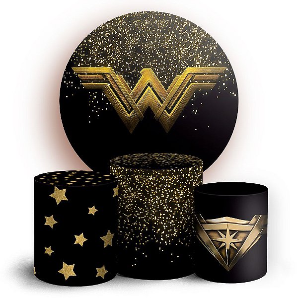 KIT Redondo e Trio - Mulher Maravilha Glitter - Sublimado 3D