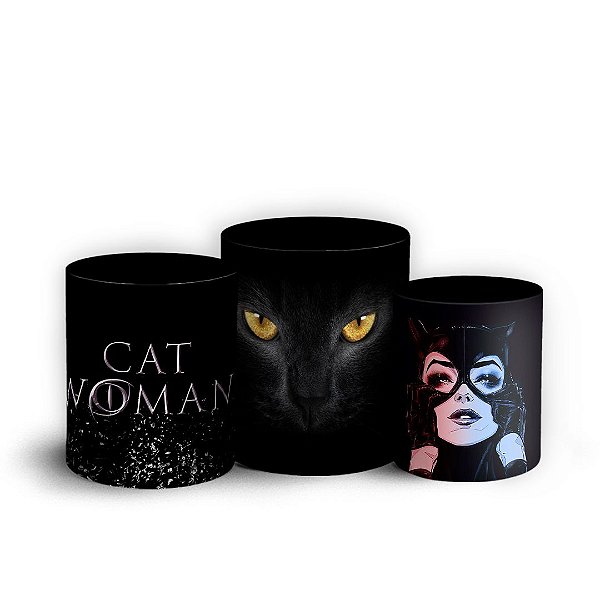 Trio Cilindro - Mulher Gato - Sublimado 3D + Elástico