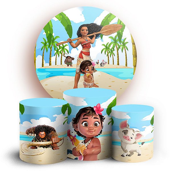 KIT Redondo e Trio - Moana Adulta - Sublimado 3D