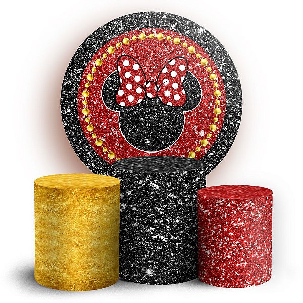 KIT Redondo e Trio - Minnie Glitter - Sublimado 3D