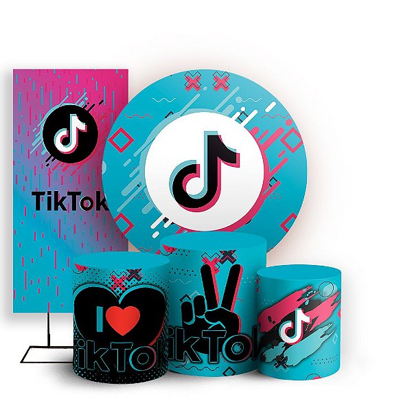 Capas Painel Redondo Trio Cilindro e Faixa Lateral Sublimado - TikTok
