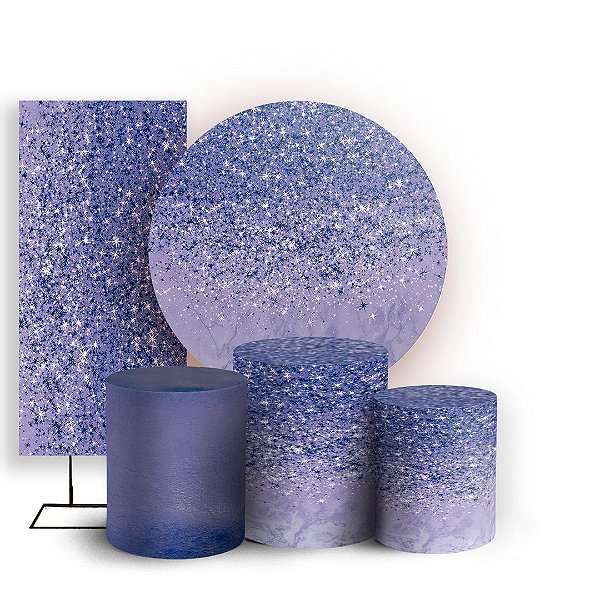 Capas Painel Redondo Trio Cilindro e Faixa Lateral Sublimado - Glitter Roxo