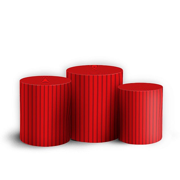 Capas Trio Cilindro Sublimado Vest Facil - Bohos Vermelho