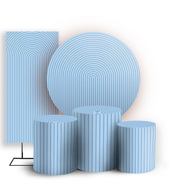 Capas Painel Redondo Trio Cilindro e Faixa Lateral Sublimado - Bohos Azul