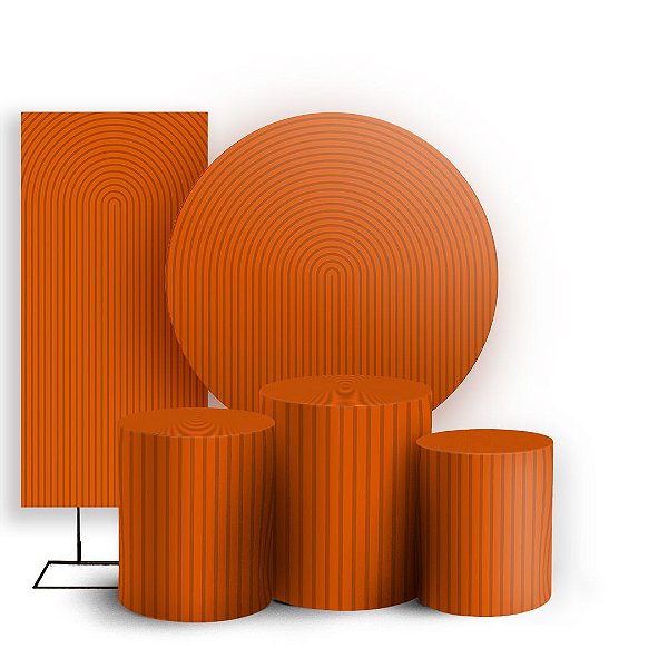 Capas Painel Redondo Trio Cilindro e Faixa Lateral Sublimado - Bohos Laranja