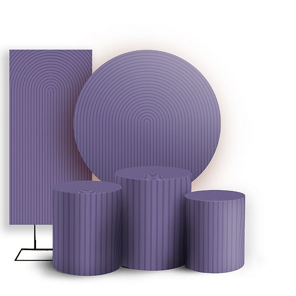 Capas Painel Redondo Trio Cilindro e Faixa Lateral Sublimado - Bohos Roxo