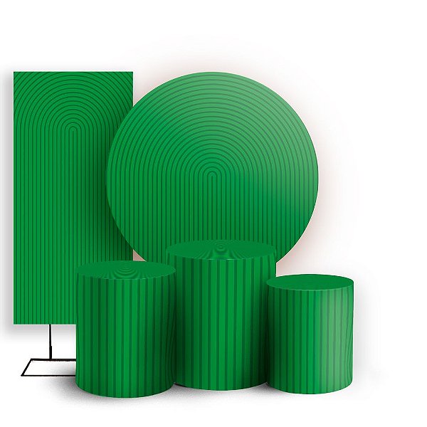 Capas Painel Redondo Trio Cilindro e Faixa Lateral Sublimado - Bohos Verde