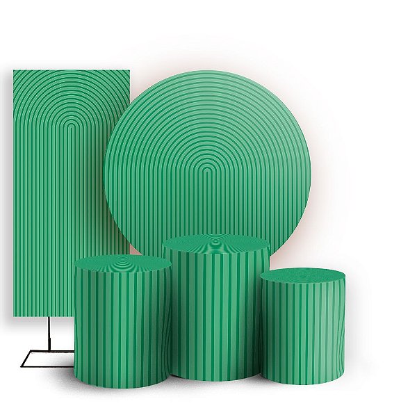 Capas Painel Redondo Trio Cilindro e Faixa Lateral Sublimado - Bohos Verde