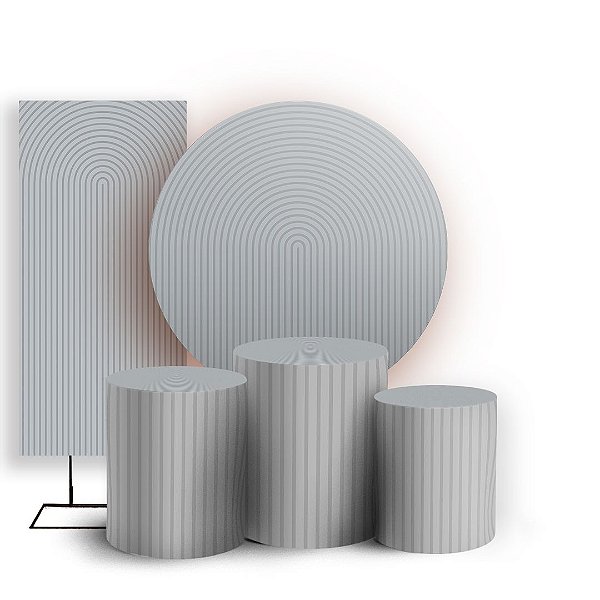 Capas Painel Redondo Trio Cilindro e Faixa Lateral Sublimado - Bohos Cinza