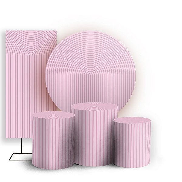 Capas Painel Redondo Trio Cilindro e Faixa Lateral Sublimado - Bohos Rosa