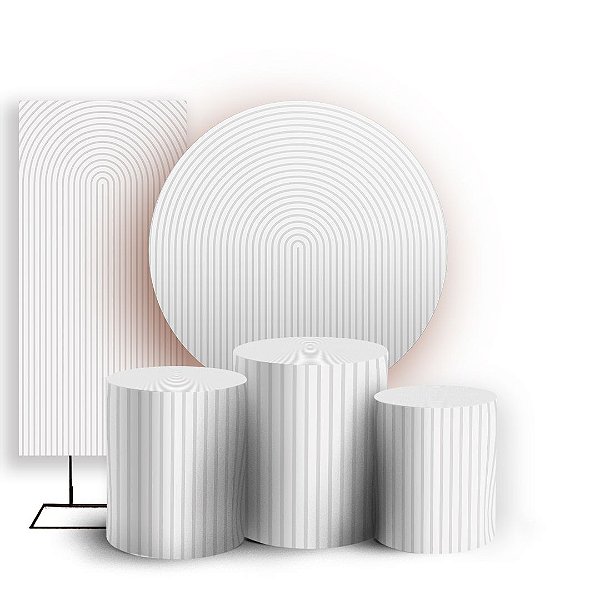 Capas Painel Redondo Trio Cilindro e Faixa Lateral Sublimado - Bohos Branco