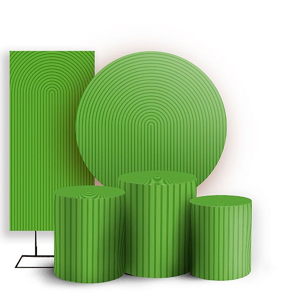 Capas Painel Redondo Trio Cilindro e Faixa Lateral Sublimado - Bohos Verde
